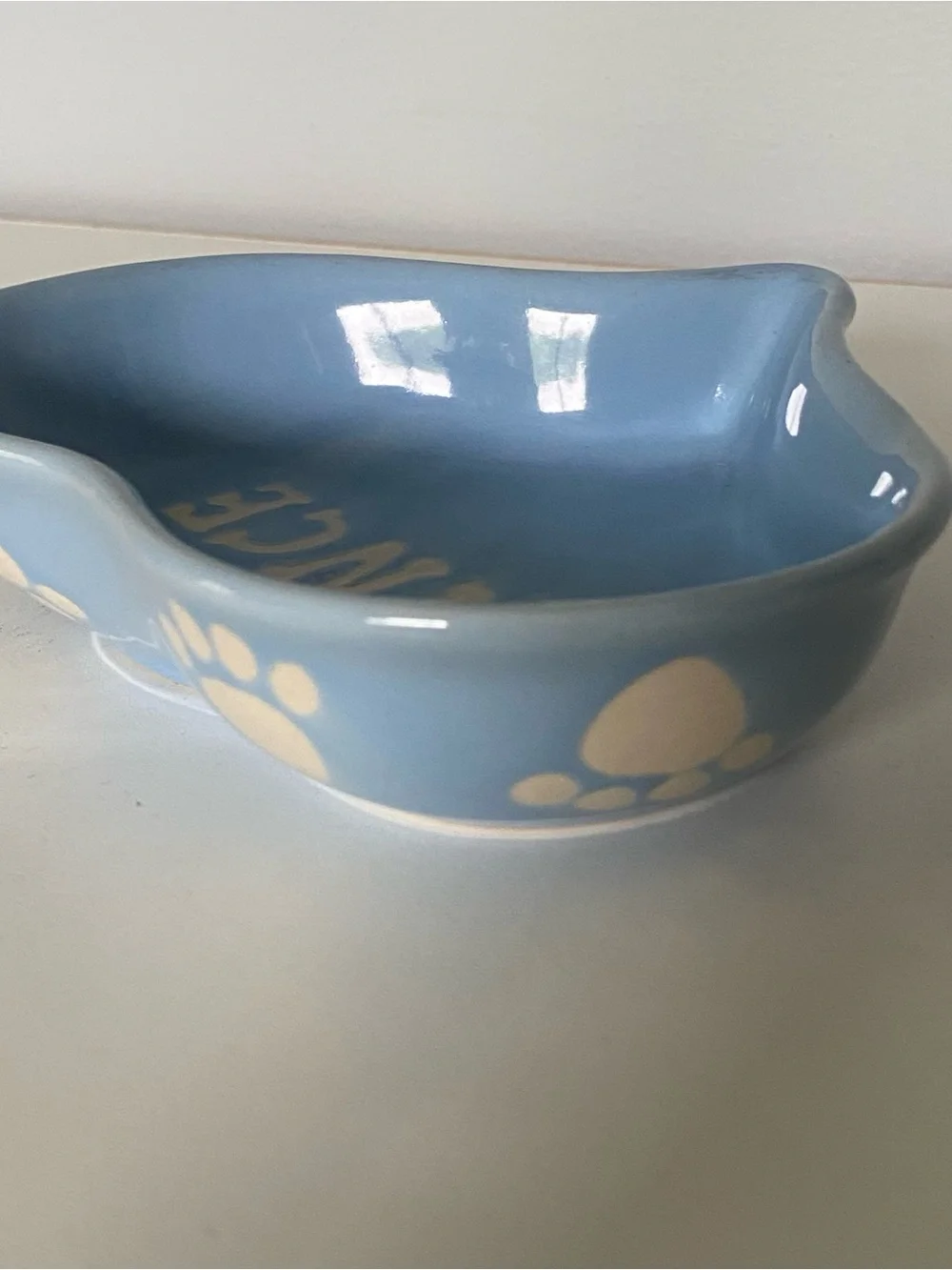 Prince Pet Dish Blue 6” Cat Small Dog Ceramic Food Bowl Ceramic Embossed EUC